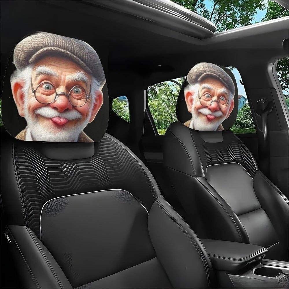 2PCS 2 Pcs Set Car Seat Headrest Protector 2D Printed Auto Head Rest Cover Car Interior Decoration