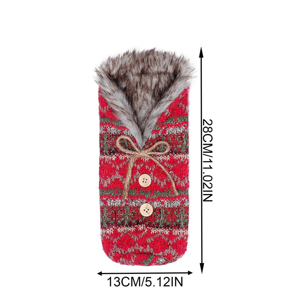 Weinflaschen-Hülle zu Weihnachten Dekorativer Strickhalter Handgemachte Weinschutztasche Für Freunde Feiertagsfest Wohnzimmer