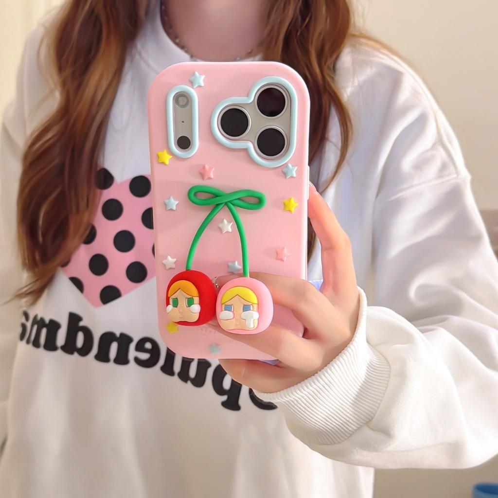 Color star cherry crying baby suitable for apple 17 pro mobile phone case iphone14 silicone 16promax/15