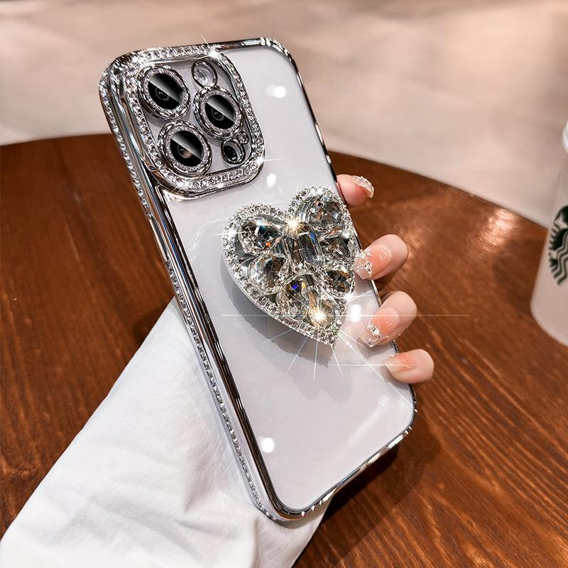 Anwendbar auf iPhone 15 Handyhülle Silikon Galvanisieren Seitenbohrung Liebe Halterung 14 Apple 16 Promax Luxus