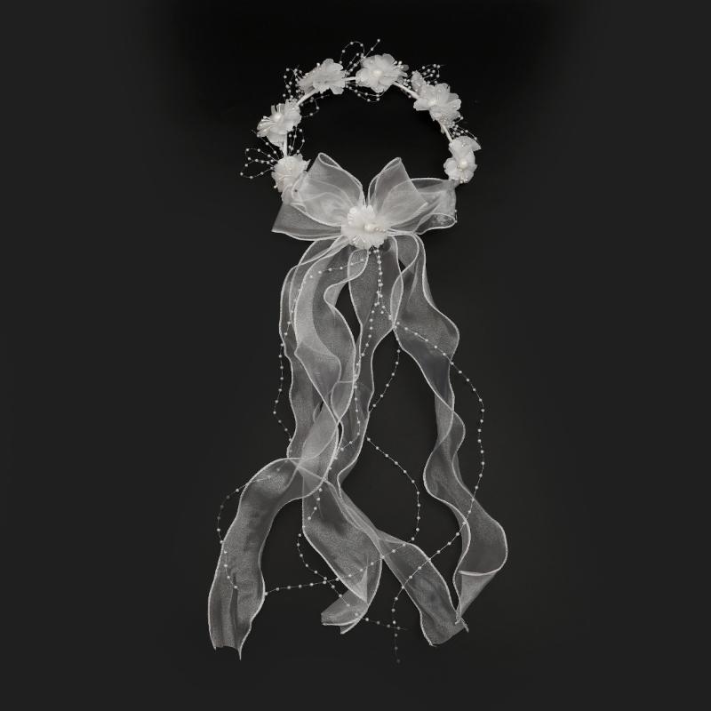 Handmade Vine Bridal Wreath Veil Headwear Features 3D Floral Accent Lightweight Comfort for Extended Wedding Wear