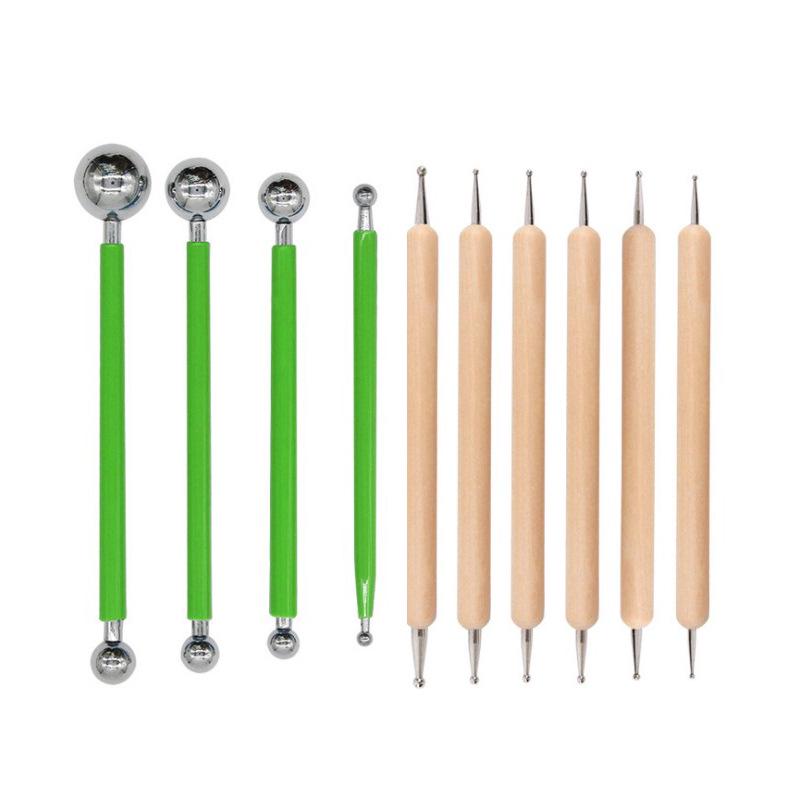 Set di Strumenti per Goffratura: Penna Sferografica in Acciaio Inossidabile per Scultura su Argilla, Kit Fai-da-Te da 10 Pezzi
