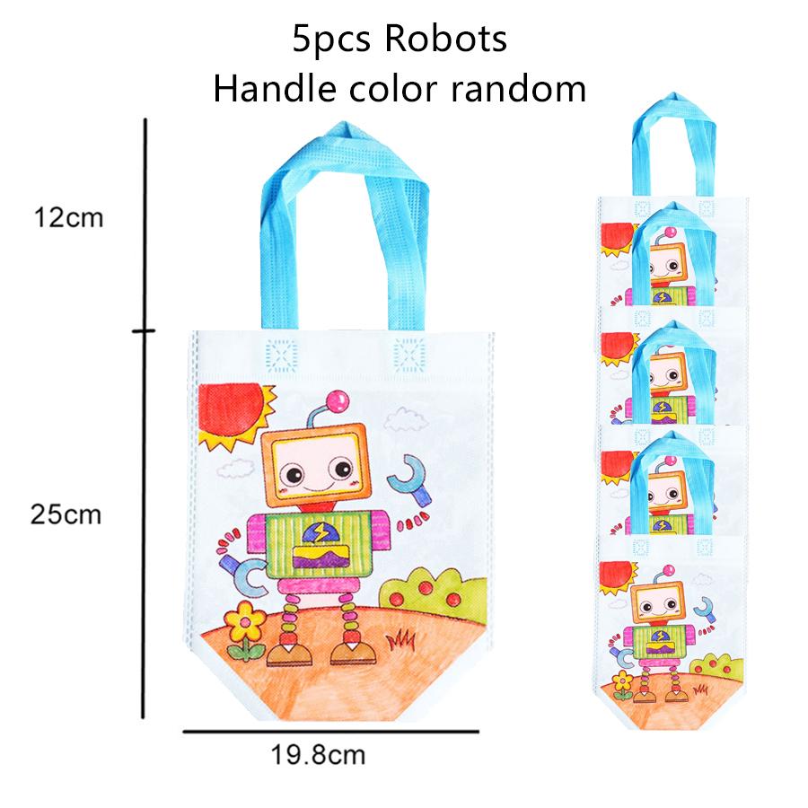 5pcs Graffiti Bag Non Woven Kids Drawing Manual DIY Coloring Environment Protection Children Painting Puzzle Toys Handbag TMZ