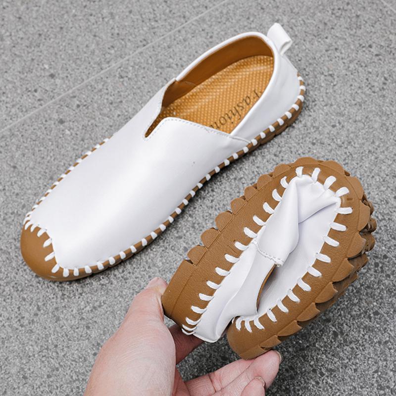 New Arrival Vintage Fashion Men's White Black Patent Leather Casual Shoes Male Handmade Comfort Loafers Zapatos Hombre