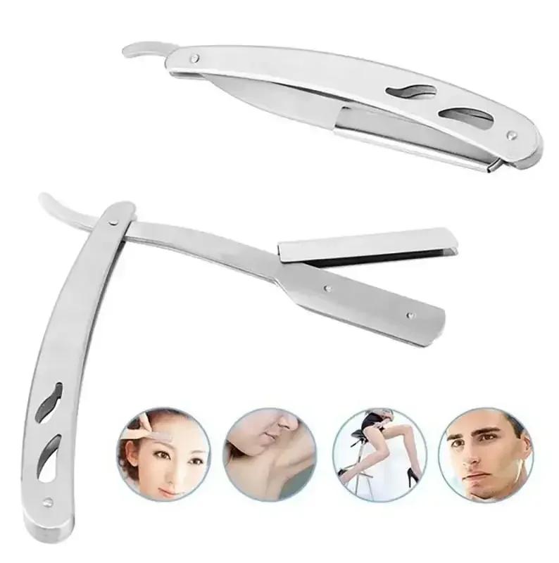 Men Professional Barber Razor Manual Shaver Straight Edge Stainless Steel Shaver Folding Shaving Shave With Blade for Daily Use