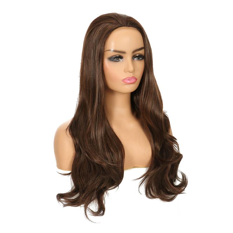 Charming Women's Long Curly Full Hair Wig for Daily Party Costume Middle Part Brown Wigs Heat Resistant Looking Natural