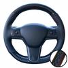 Car Accessories Hand Stitched Black Non-slip Carbon Fiber Leather Model Y 2017- Steering Wheel Cover For Tesla Model 3