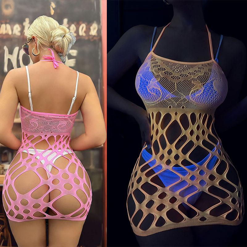 Sexy Sheer Fishnet Bodysuit Women Lingerie Erotic Striped Bodystocking Lace Underwear Fashion Sexy Set