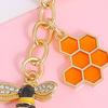 Keychain Pendant Decorative Bee Shape Keychain with Rhinestones Dripping Oil Compact Lightweight Versatile Backpack Accessory