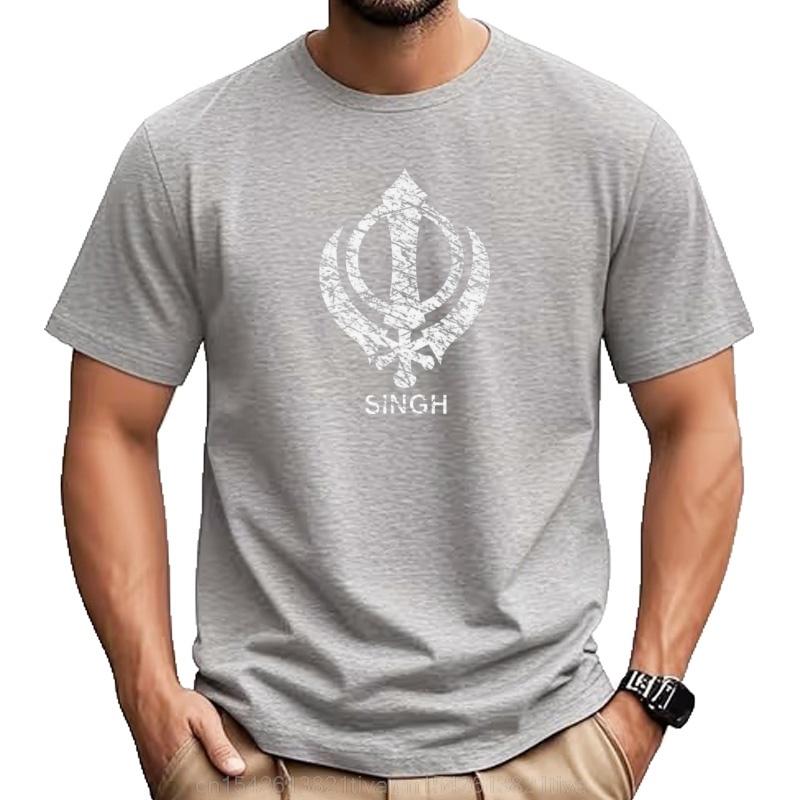 Khanda Singh Gift For Punjabi Men Boys Kids Singh Sikh Symbole Tshirt Tops Plain Black T Shirts Men