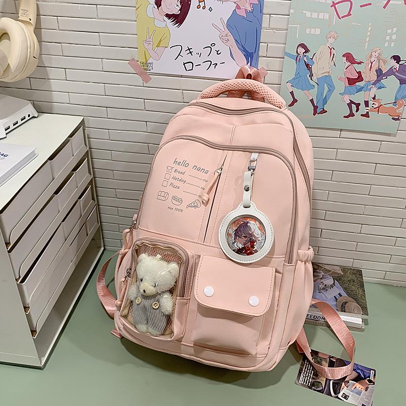 Cute Girl Backpack High School Student Schoolbag Japanese Casual Versatile Travel Contrast Color Large Capacity Backpack Couple