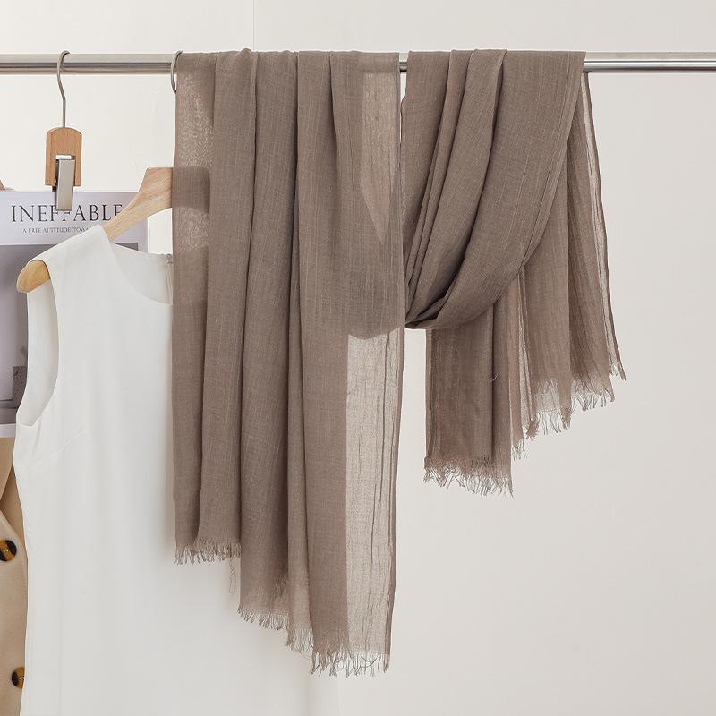 Monochrome Thin Scarf Women'S Sunscreen Shawl Solid Color Simple Imitation Cotton And Linen Silk Scarf High-End Yarn