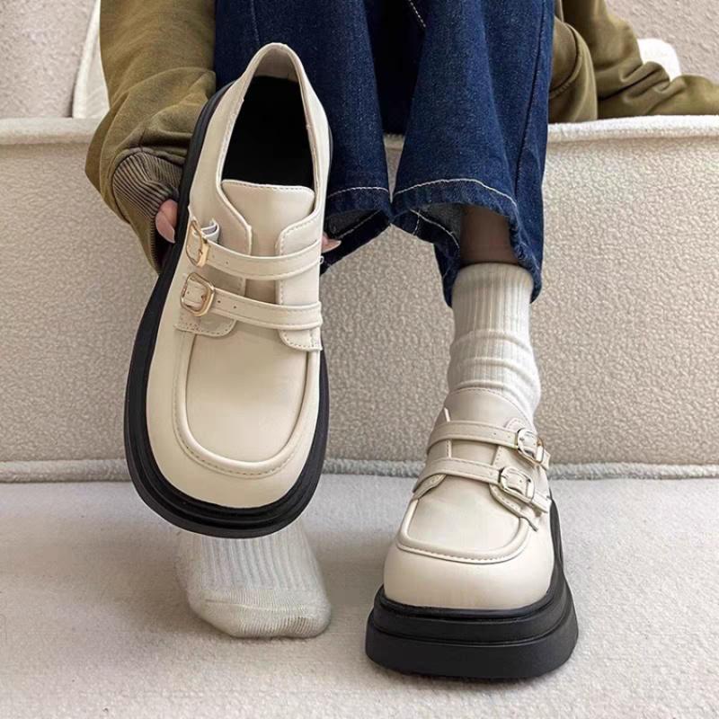 British Style Thick Bottom Loafers Women 2025 Autumn and Winter New Versatile Slip-On Shoes JK Skirt and Small Leather Shoes