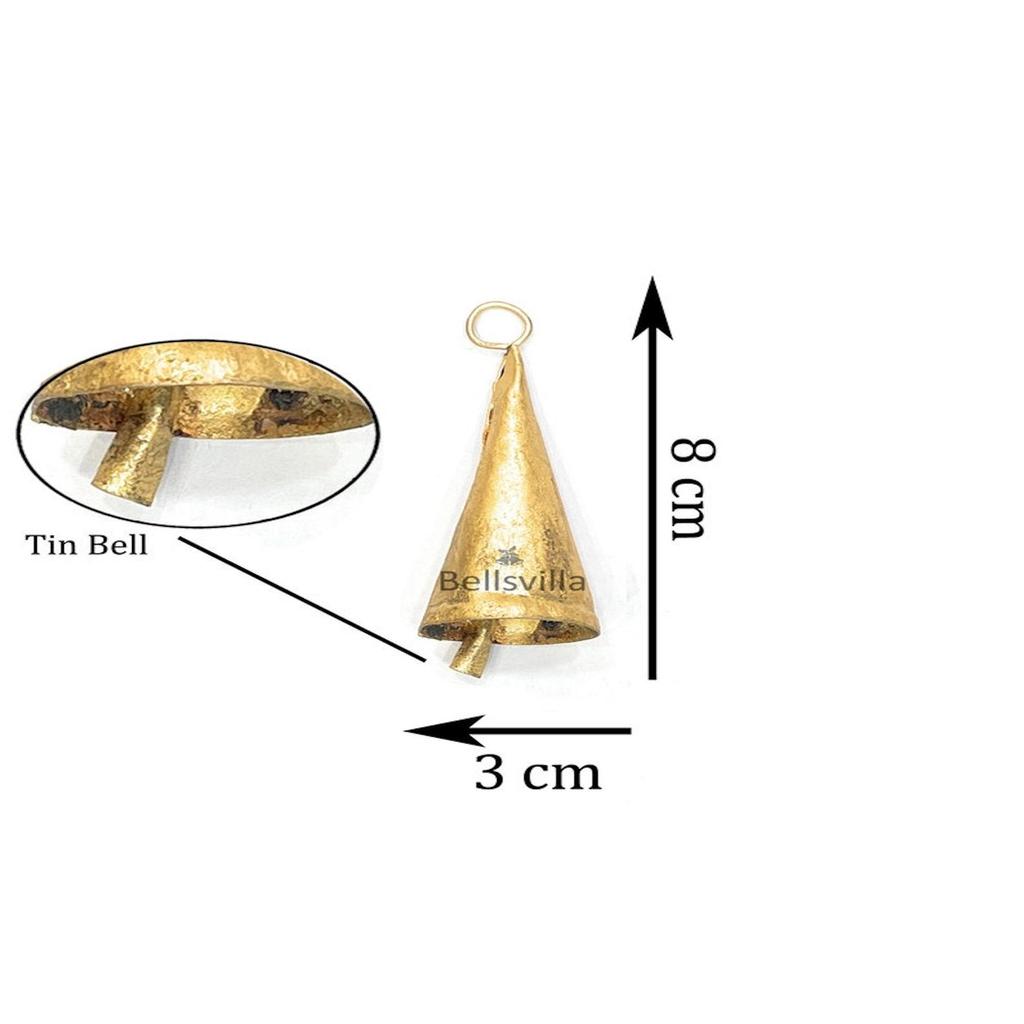 Pack of 10 8cm Metal Christmas Harmony Vintage Rustic & Rough Tin Bells Wall Hanging Decor Big Bells Cone Shape