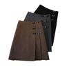 Women's High-Waisted A-Line Pleated Black Short Skirt