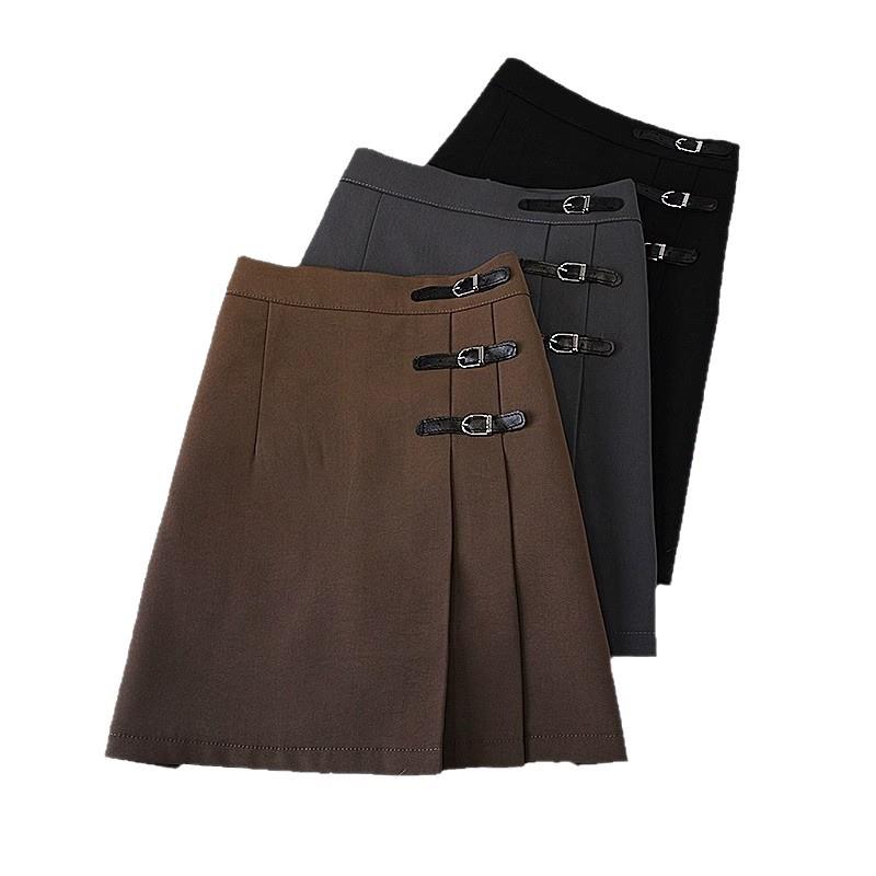 Women's High-Waisted A-Line Pleated Black Short Skirt
