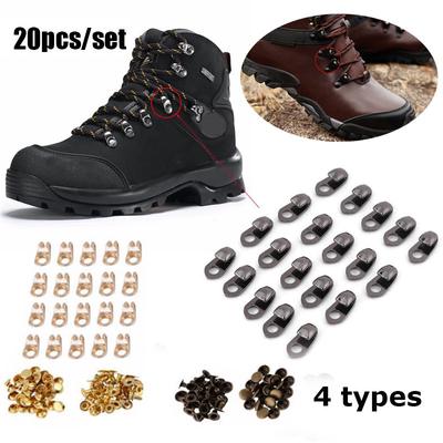 20 uds./set Ganchos para Botas Accesorios para Cordones Con Remaches Campamento Senderismo Escalada Hebillas de Reparación Alta Calidad Fácil de Usar