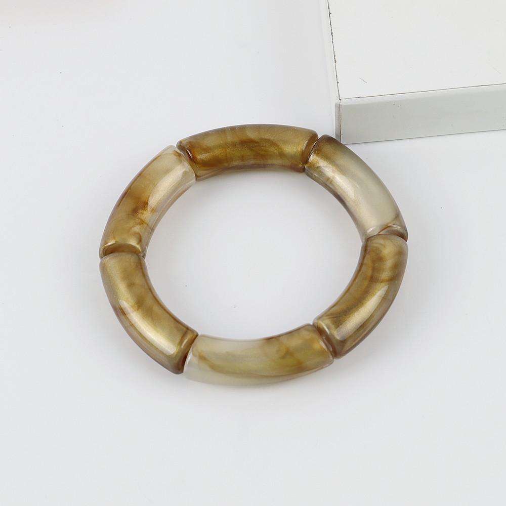 Retro Acrylic Chunky Bamboo Curved Tube Bracelets for Women Boho Mixed Color Resin Stretchy Stack Bangles Trendy Jewelry Gifts