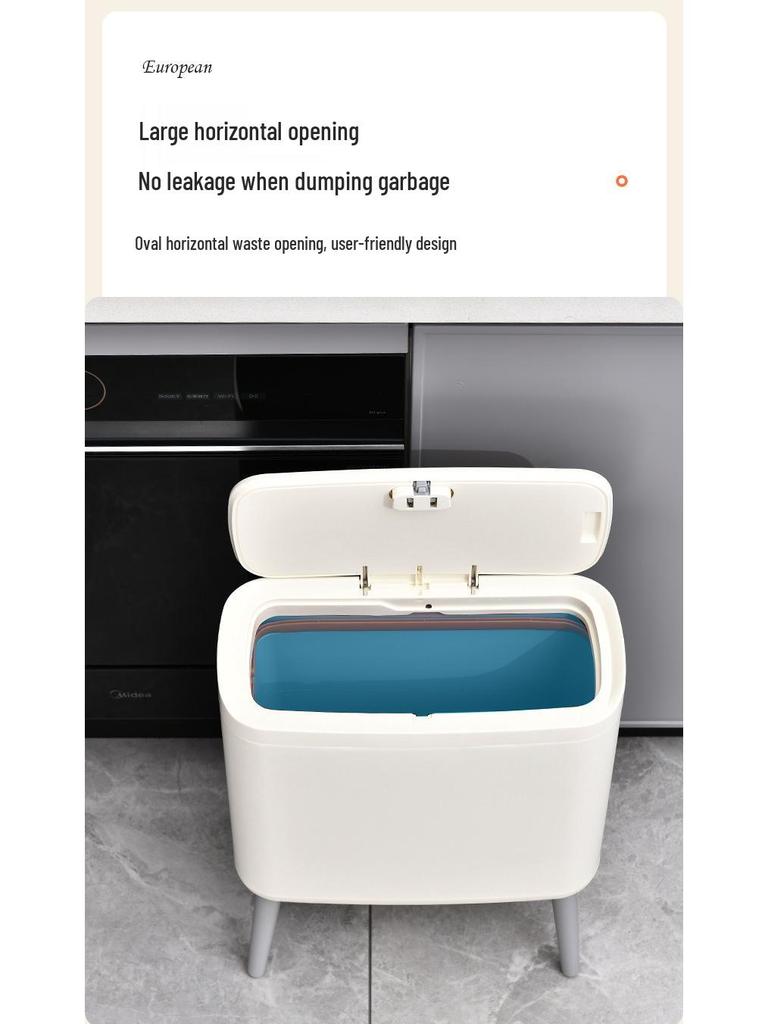 Schub-Mülleimer mit Deckel, Großes Fassungsvermögen für Wohnzimmer/Badezimmer