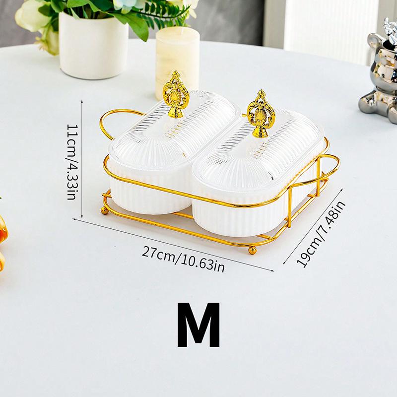 Luxurious Multi-Compartment Snack Storage: Fruit, Candy, and Pastry Dish for Living Room or Coffee Table