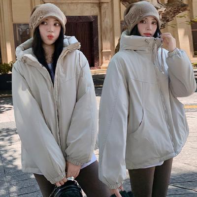 Quilted Thick Hooded Drawstring Short Winter Jacket Top