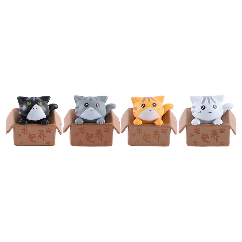 Miniatures Statue Crafts PVC Ornament Kitten Kitty Model Car Figurine Poor Box Cat Small Statue