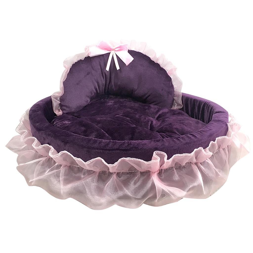 Hundebett Stilvolles Spitzen-Prinzessinnen-Nest für Welpen Kätzchen Band Schleife Prinzessin Haustierbett mit Abnehmbarem Kissen