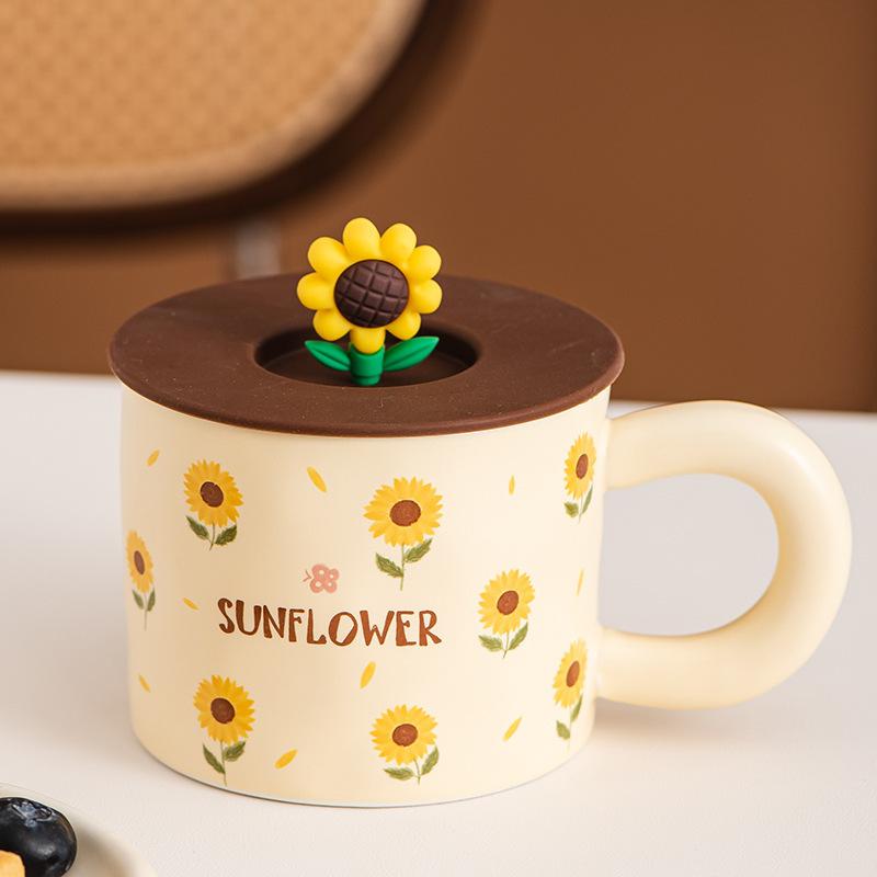 

Милая креативная кружка-цветок, керамическая кружка с подсолнухом, ретро-сувенирная кружка для дома, подарочная кружка для воды 301-400ml