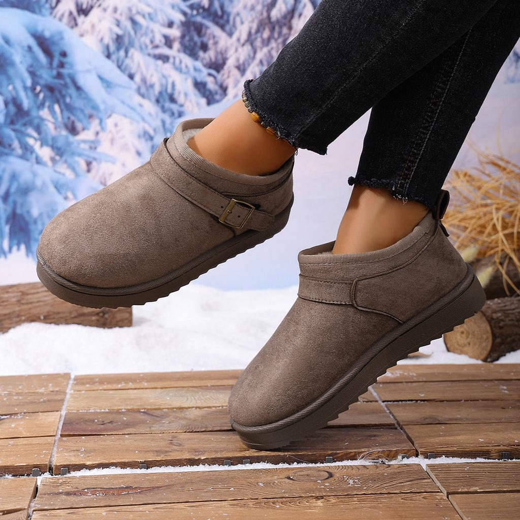 European and American women's large-size short snow boots women's winter new flat-bottomed velvet thermal cotton boots