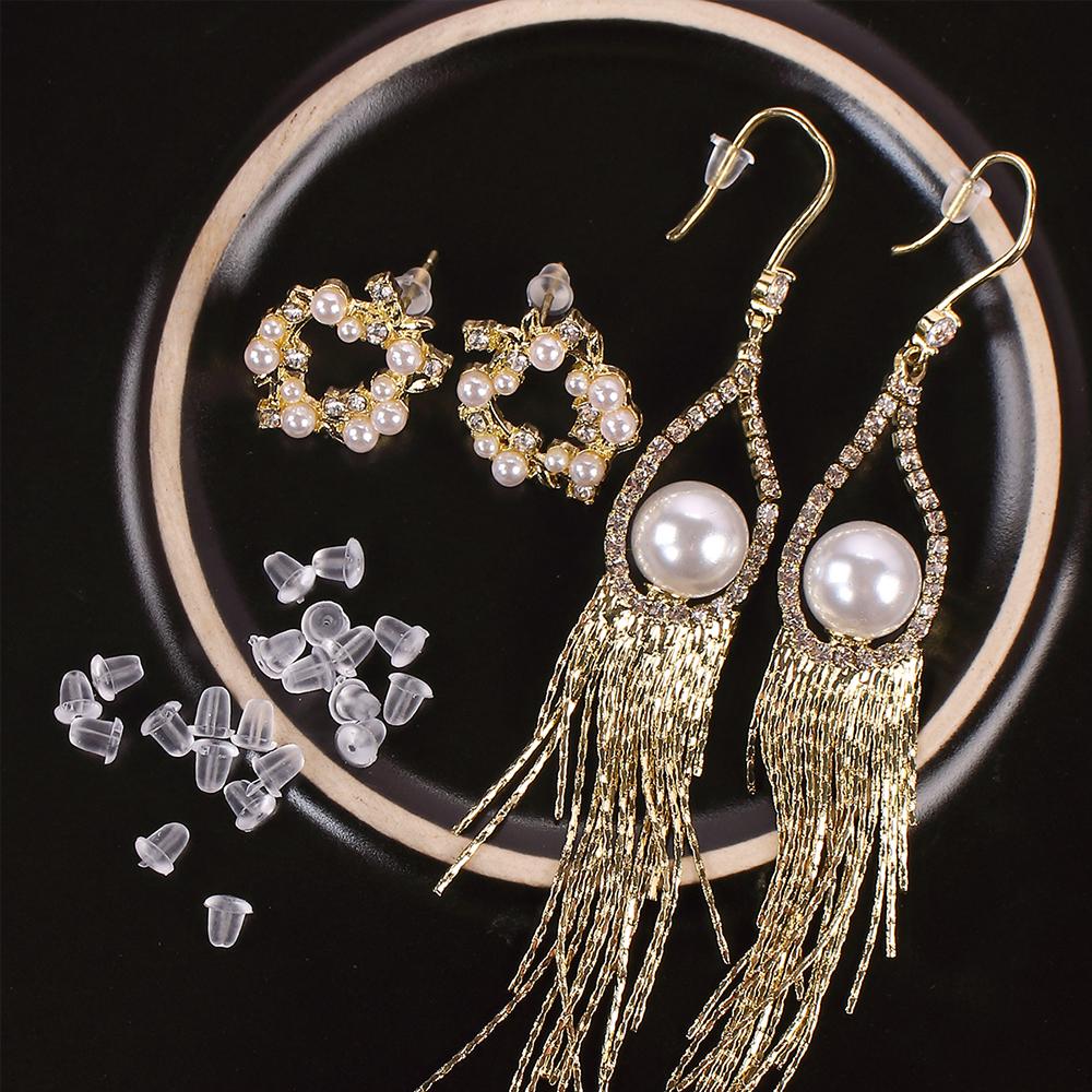 Silicone Earring Backs 1200Pcs Soft Clear Ear Safety Back Pads Backstops Clutch Stopper Replacement for Fish Hook Earring Studs