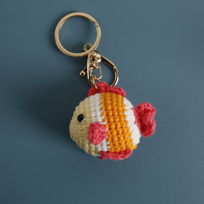 Handmaking Crochet Jellyfish Keychain Pendant Creative Ocean Series Crochet Keychain Knitted Cute Clown Fish Keyrings Wholesale