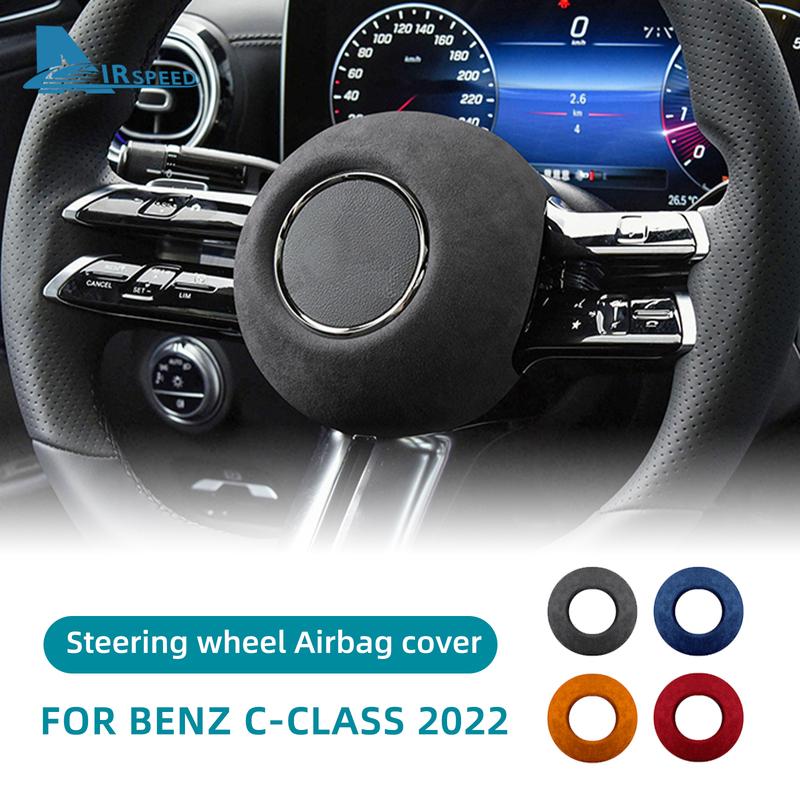 Italy Super Suede Steering Wheel Horn Cover For Mercedes Benz C E S class W206 S206 W213 W223 GLS X167 EQS EQE GT