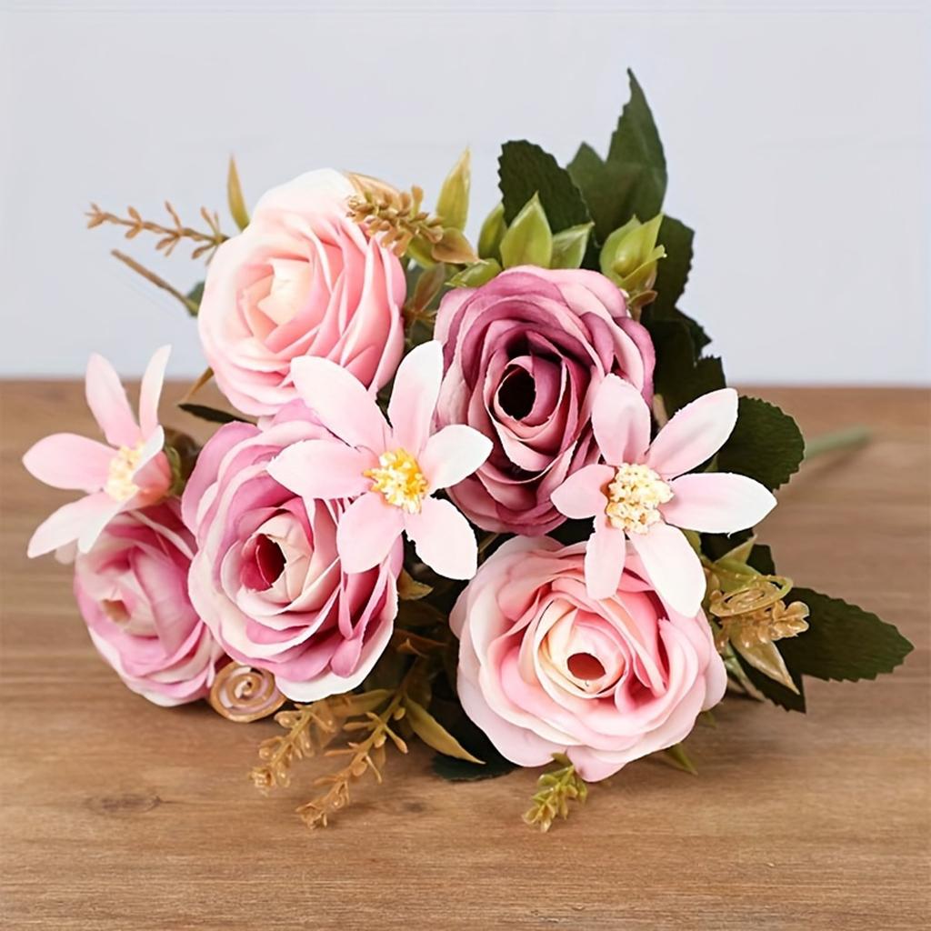 Fake Roses, Artificial Flowers Realistic Silk Faux Rose With Stems For Wedding Decoration Anniversary Bridal Bouquet Floral Arrangement