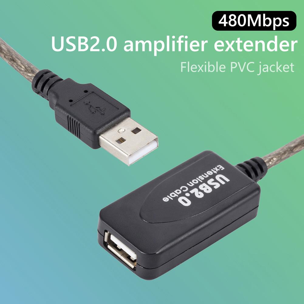 

25m USB 2.0 Extension Cable Male to Female Active Repeater Cable USB Adapter Cord 480Mbps High-speed Data Transmission Extender Cable As Shown A