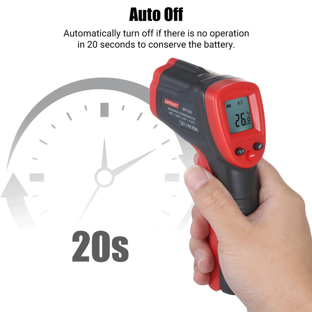 Wintact berührungsloses Infrarot-Thermometer -58 bis 716 Fahrenheit Präzisions-Digitalthermometer Sofortanzeige