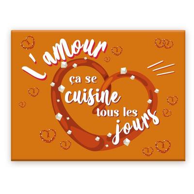 [A3637] - Ceramic Magnet 'Love Is Cooked Every Day' Orange - 8x6 Cm
