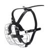 Dog Muzzles To Prevent Biting Metal Wire Dog Mouth Guard with PU Leather Straps Breathable Secure Cage Muzzle for