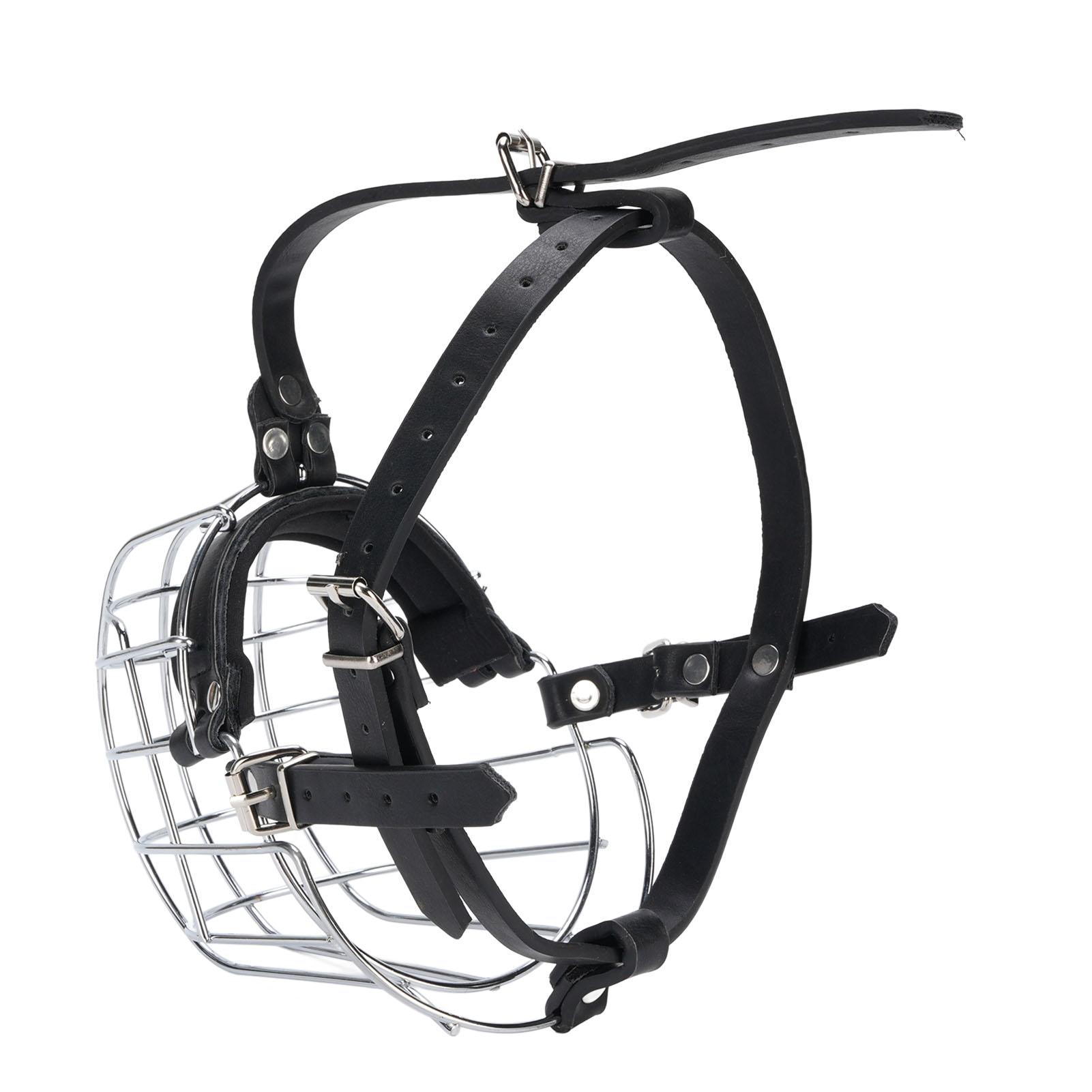 

Намордники для собак для предотвращения укусов Металлический проволочный намордник-сетка для рта собаки с ремешками из ПУ кожи Дышащий безопасный намордник-клетка для