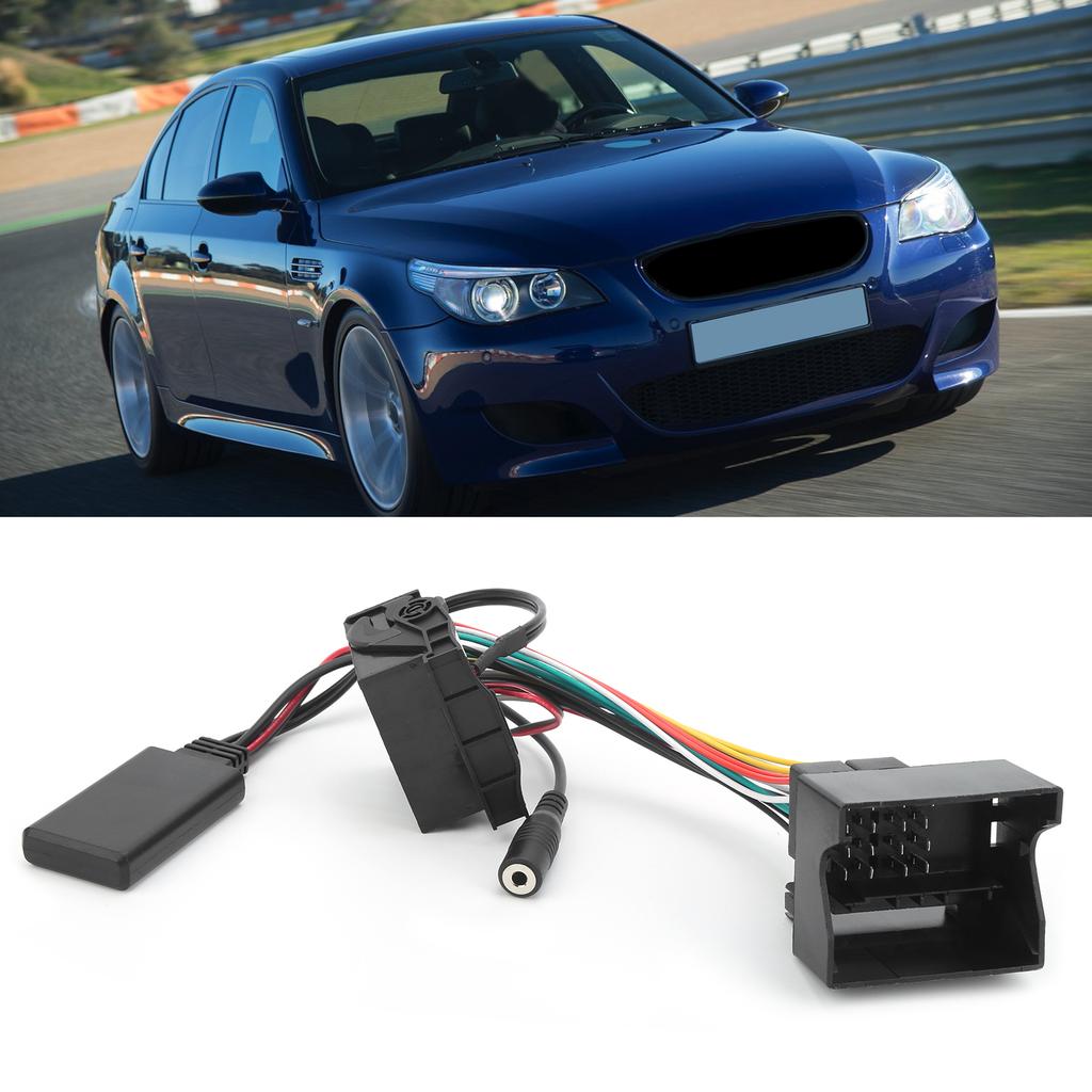 59.1in Bluetooth 5.0 AUX Cable Audio Adapter with Microphone Fit for E60 E63 E64 E65 E66 E87 Car Bluetooth Module