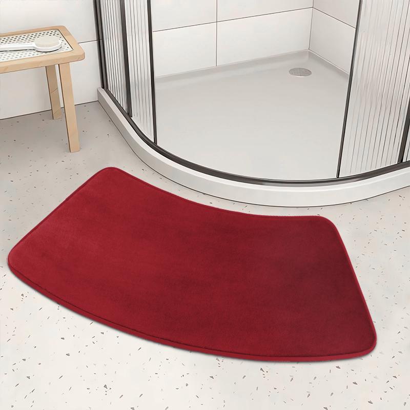 

1pc Curved Bath Mat Bathroom Floor Mat Solid soft Carpet Non-slip Shower Rug quick dry Absorbent Foot Mat Toilet Curved Bath Mat 30x70cm вина червоного кольору