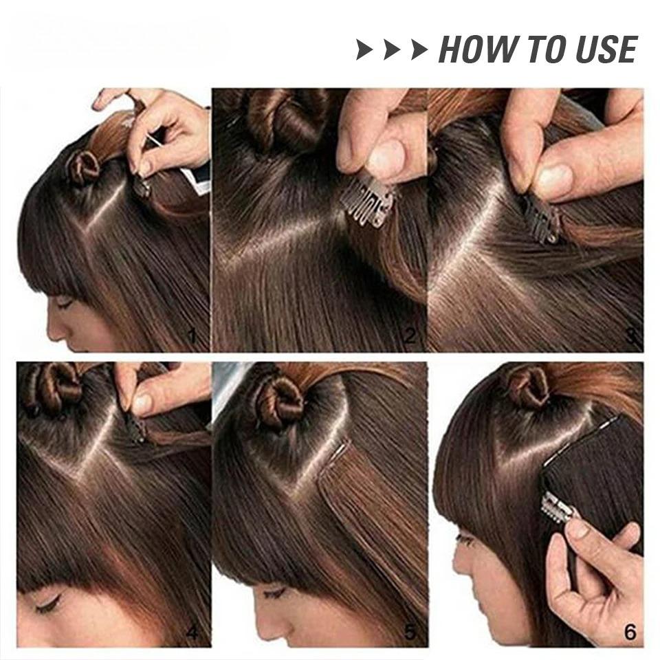 FREEDOM Synthetic Clip Hair Extensions 4Pcs/Set 24 Inch Long Straight Ombre Brown Blonde 8 Clips In Hair Extensions For Women