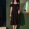 Mode Kausalen Party Kleid Elegante One-schulter Kleid Hepburn Stil Französisch Retro Hohe Taille Kleid Weibliche Sommer
