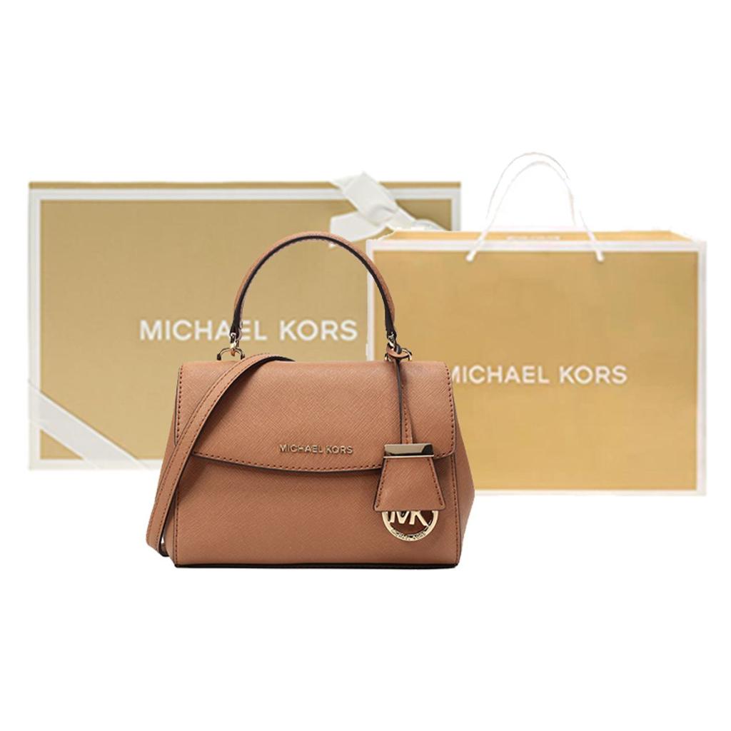 Michael Kors MK Ava Solid Color Flap Vintage Versatile Commuter Logo Pendant Leather Tote Shoulder Crossbody Bag Mini Women Bags 32F5GAVC1L-203