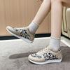 Ladies' Spring Fashion Leopard Print New Casual Single Shoe with Soft Sole and Lace Up Outdoor Hiking Breathable Sneakers Shoes