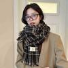 Houndstooth Bright Silk Scarf Warm Neck Winter Premium Plaid Knit Scarf