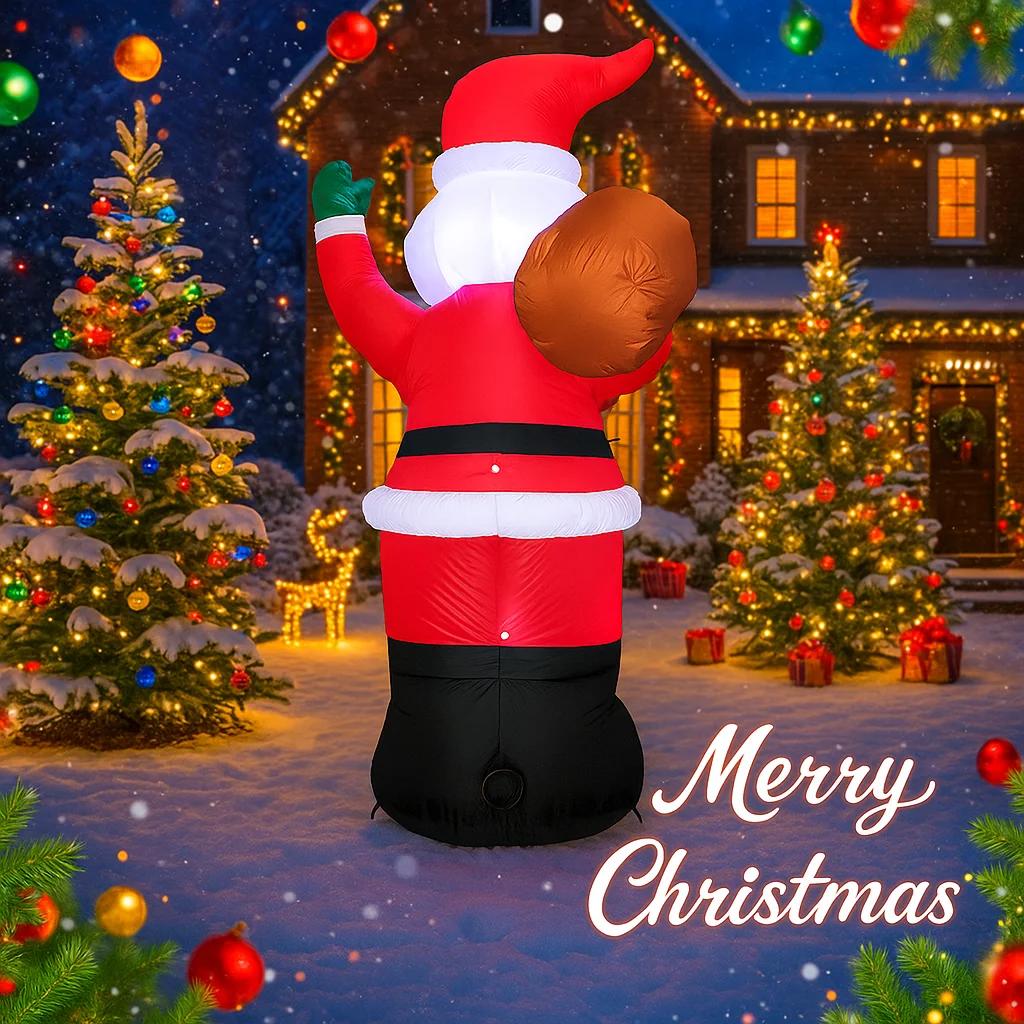 5.91FT Giant Inflatable Santa Claus Toy Festive Gift Xmas Yard Decoration With LED Litght Christmas Supplies Home Decor Ornament