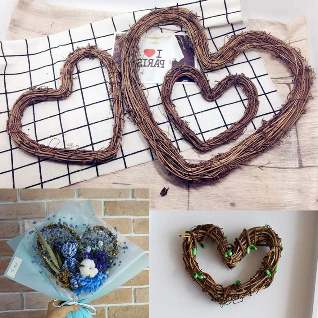 queenland Natural Grapevine Wreath Heart Shape Rustic DIY Wreath Crafts Base for Christmas Wreath Door Garland Wedding Party Home Decoration Hanging