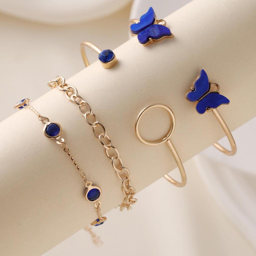 Elegantes mehrlagiges Schmetterlingsarmband-Set – Luxusschmuck im europäischen und amerikanischen INS-Stil für Damen