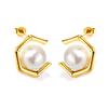 Fashionable Irregular Niche Stainless Steel White Pearl Earrings for Girls' Party Jewelry High-end INS Temperament Birthday Gift