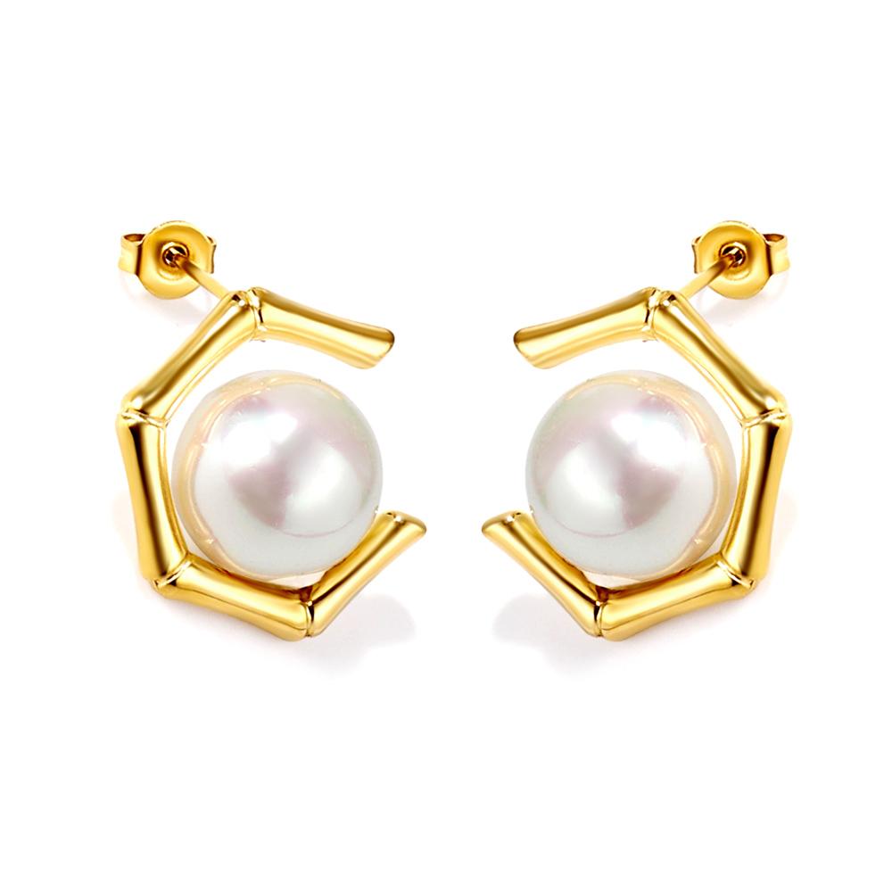 Fashionable Irregular Niche Stainless Steel White Pearl Earrings for Girls' Party Jewelry High-end INS Temperament Birthday Gift